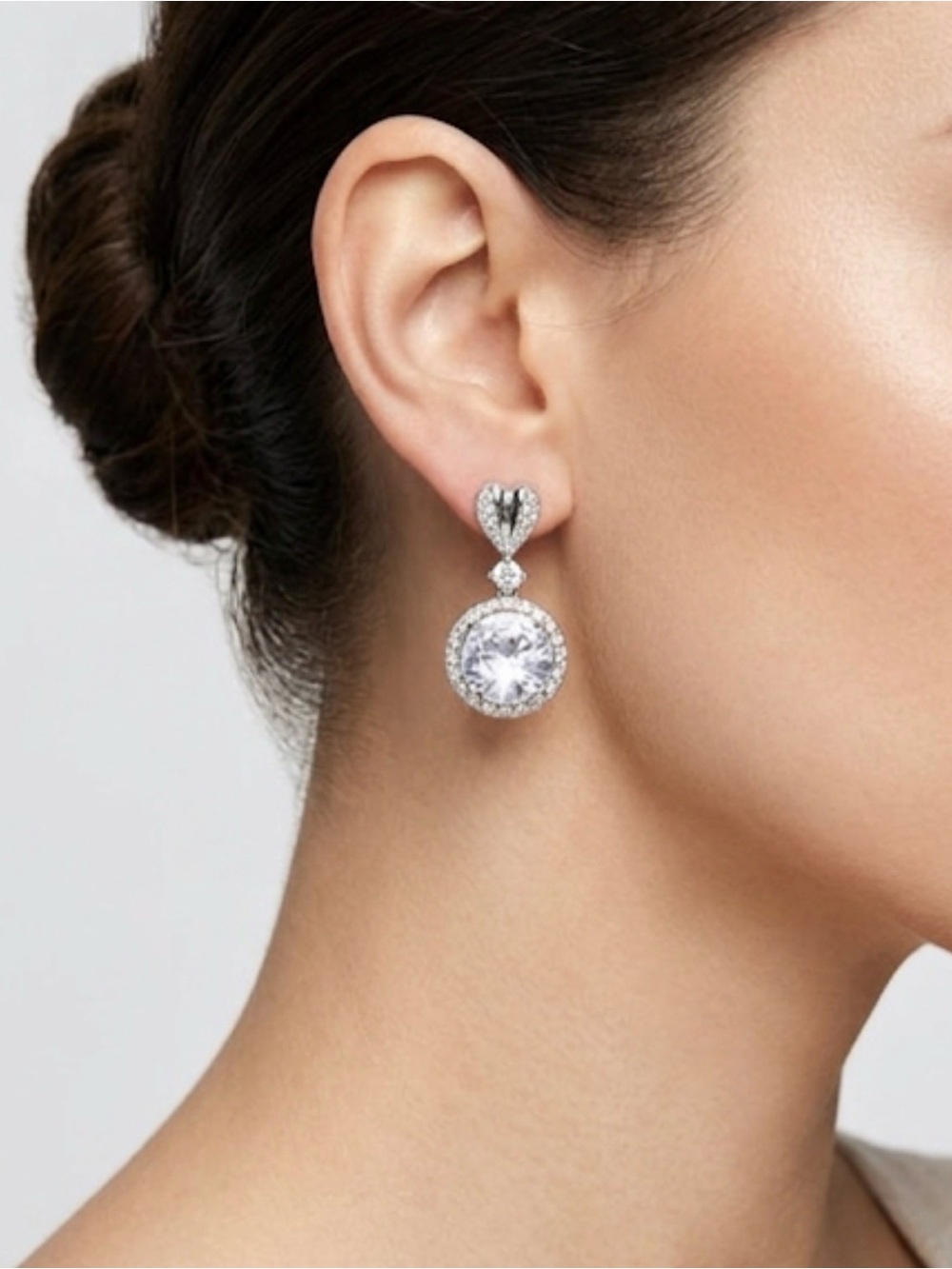 Stunning Crystal Halo Drop Earrings – Bridal/Formal